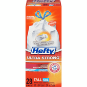 HEFTY White Bags Ultra Strong With Drawstring Tall 50 L, 28 Bags(8/Case)-Chicken Pieces