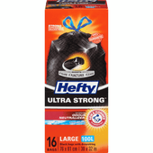 HEFTY Ultra Strong Drawstring Garbage Bags - Large, 77 L, 16 Bags(8/Case)-Chicken Pieces