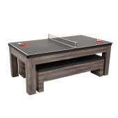 Atomic Hampton 7' Gray Wood Billiard Table Set with Benches and Accessories-Chicken Pieces