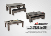 Atomic Hampton 7' Gray Wood Billiard Table Set with Benches and Accessories-Chicken Pieces