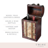 2 Bottle Old World Wooden Wine Box by Twine®