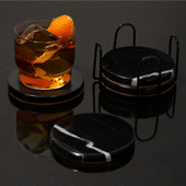 Black Marble Coaster Set by Viski