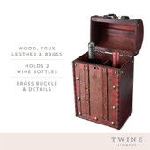 2 Bottle Antique Wooden Wine Box by Twine®