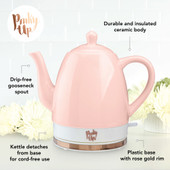 Noelle Pink Ceramic Electric Tea Kettle by Pinky Up®