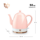 Noelle Pink Ceramic Electric Tea Kettle by Pinky Up®