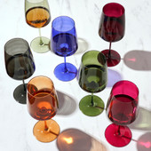 Reserve Nouveau Crystal Wine Glasses in Seaside By Viski (se