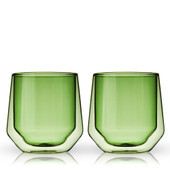 Double Walled Aurora Tumblers in green (set of 2) by Viski