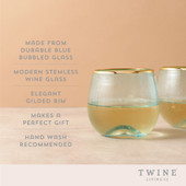 Aqua Bubble Stemless Wine Glass Set by Twine®