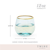 Aqua Bubble Stemless Wine Glass Set by Twine®