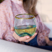 Aqua Bubble Stemless Wine Glass Set by Twine®