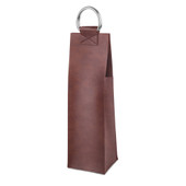 Brown Faux Leather Single-Bottle Wine Tote by Viski®