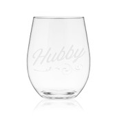 Hubby Script Stemless Wine Glass