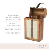 2-Bottle Vintage Trunk Wine Box by Twine®
