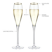 Gold-Rimmed Crystal Champagne Flutes by Viski®