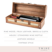 1-Bottle Vintage Striped Trunk Wine Box by Twine®