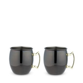 Black Moscow Mule Mug with Gold Handle, 2 Pack, by True