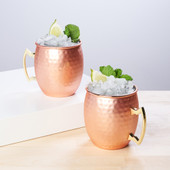 Hammered Moscow Mule Copper Mugs, 2 Pack, by True