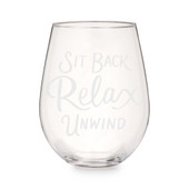 Sit Back and Relax Stemless Wine Glass by Twine®