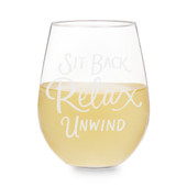 Sit Back and Relax Stemless Wine Glass by Twine®