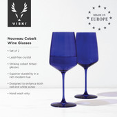 Reserve Nouveau Crystal Wine Glasses in Cobalt By Viski (set