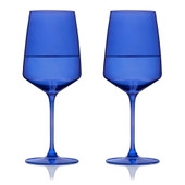 Reserve Nouveau Crystal Wine Glasses in Cobalt By Viski (set