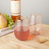 Rose 18 oz. Crystal Stemless Wine Glass Set of 4 by Twine®