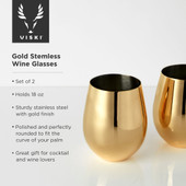 Gold Stemless Wine Glasses by Viski®