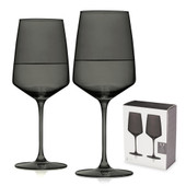 Reserve Nouveau Crystal Wine Glasses in Smoke By Viski (set