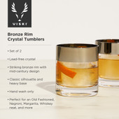 Bronze Rim Crystal Tumblers by Viski®