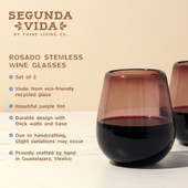 Rosado Recycled Stemless Wine Glass Set by Twine Living