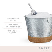 Jute Wrapped Galvanized Ice Bucket by Twine