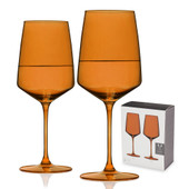 Reserve Nouveau Crystal Wine Glasses in Amber By Viski (set