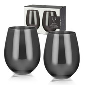 Gunmetal Stemless Wine Glasses by Viski®