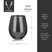 Gunmetal Stemless Wine Glasses by Viski®