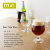 Beer Tulip Glasses, Set of 4 by True