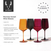 Reserve Nouveau Crystal Wine Glasses in Sunset By Viski (set