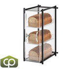 Cal-Mil 9 1/2" x 14 1/2" x 19 3/4" One by One Three Tier Black Bread Display Case-Chicken Pieces