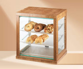 Cal-Mil 824-21" x 16 1/4" x 22 1/2" Bamboo Three Tier Display Case - Rear Doors-Chicken Pieces