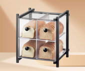 Cal-Mil 14" x 14 3/4" x 15 3/4" One by One Four Drawer Black Bread Display Case-Chicken Pieces