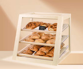 Cal-Mil 3-Tier Slanted Blonde Maple Wood Attendant Serve  Front Display Case-Chicken Pieces