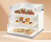 Cal-Mil 19" x 20" x 19" Luxe Three Tier Stainless Steel Bakery Display Case-Chicken Pieces