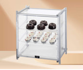 Cal-Mil 20 1/2" x 17" x 22" One by One Three Tier Silver Display Case-Chicken Pieces