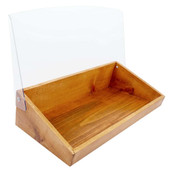 Cal-Mil 20" x 11" x 6 1/2" Madera Rustic Pine Display Bin with Clear Lid-Chicken Pieces