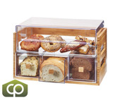 Cal-Mil Bamboo 20 1/8" x 12 3/4" x 13 1/8" 2 Tier Bread Display Case-Chicken Pieces