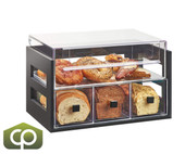 Cal-Mil Midnight 20 1/8" x 12 3/4" x 13 1/8" Bamboo 2 Tier Bread Display Case-Chicken Pieces