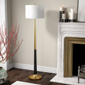 60" Black Traditional Shaped Floor Lamp With White Frosted Glass Drum Shade