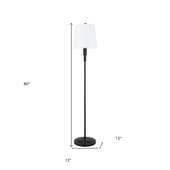 60" Black Traditional Shaped Floor Lamp With White Frosted Glass Drum Shade