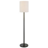 62" Black Traditional Shaped Floor Lamp With White Frosted Glass Drum Shade