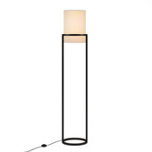 62" Black Column Floor Lamp With White Frosted Glass Drum Shade