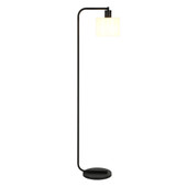 57" Black Arched Floor Lamp With Clear Seeded Glass Drum Shade - Chicken Pieces